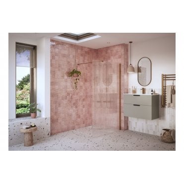 Ilenia Fluted Wetroom Panel & Support Bar (Choose Size and Finish)