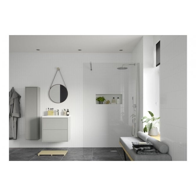 Plumb Warehouse Ilenia Wetroom Panel & Support Bar (Choose size and finish)