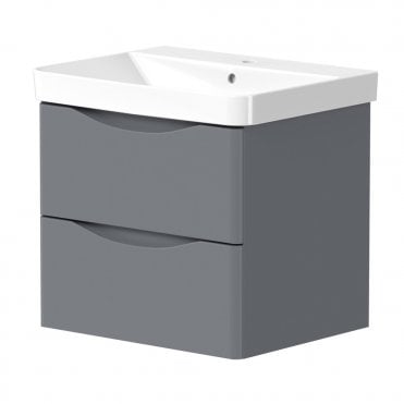 Iota 2 Drawer Wall Mounted Vanity Unit (Choose Size and Finish)