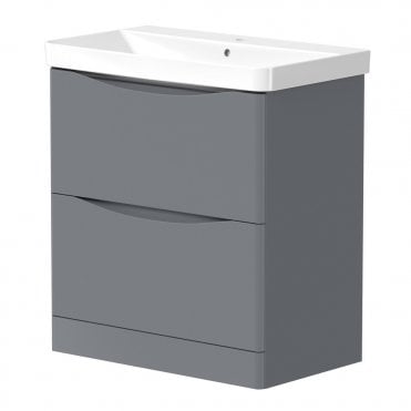 Iota 2 Drawer Wall Mounted Vanity Unit (Choose Size and Finish)