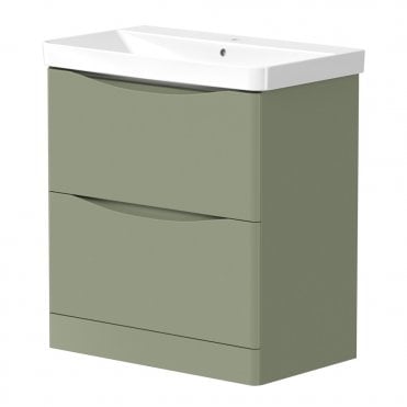 Iota 2 Drawer Wall Mounted Vanity Unit (Choose Size and Finish)