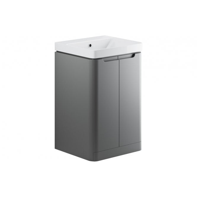 Plumb Warehouse Iserni 500mm 2 Door Floor Standing Cloakroom Basin Unit - Matt Grey