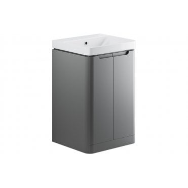 Iserni 500mm 2 Door Floor Standing Cloakroom Basin Unit - Matt Grey