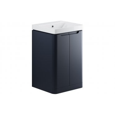 Iserni 500mm 2 Door Floor Standing Cloakroom Basin Unit - Matt Indigo