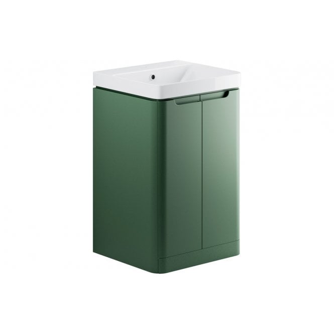Plumb Warehouse Iserni 500mm 2 Door Floor Standing Cloakroom Basin Unit - Matt Sage Green