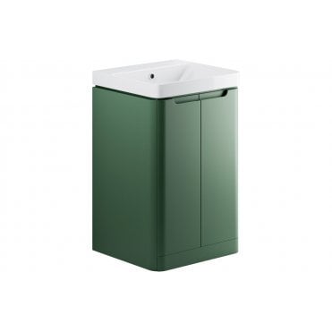Iserni 500mm 2 Door Floor Standing Cloakroom Basin Unit - Matt Sage Green