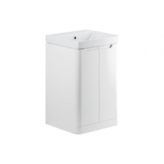 Plumb Warehouse Iserni 500mm 2 Door Floor Standing Cloakroom Basin Unit - White Gloss