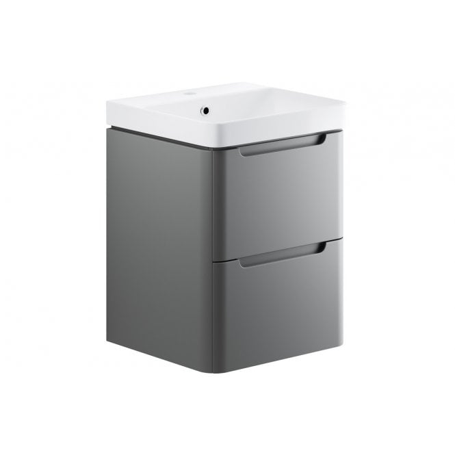 Plumb Warehouse Iserni 500mm 2 Drawer Wall Hung Cloakroom Basin Unit - Matt Grey