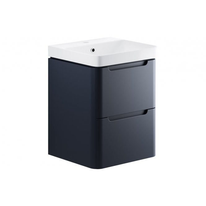 Plumb Warehouse Iserni 500mm 2 Drawer Wall Hung Cloakroom Basin Unit - Matt Indigo
