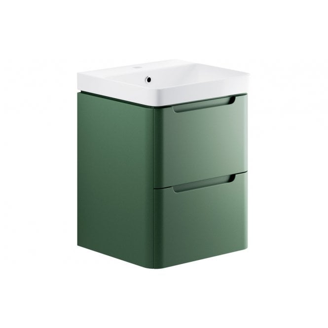Plumb Warehouse Iserni 500mm 2 Drawer Wall Hung Cloakroom Basin Unit - Matt Sage Green