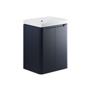 Iserni 600mm 2 Door Floor Standing Basin Unit - Matt Indigo