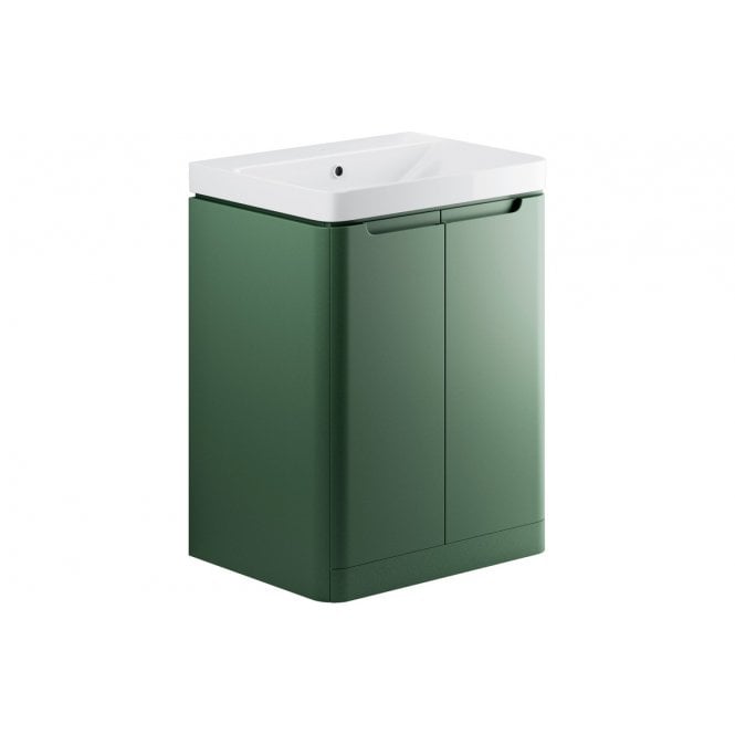 Plumb Warehouse Iserni 600mm 2 Door Floor Standing Basin Unit - Matt Sage Green