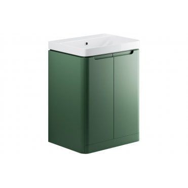 Iserni 600mm 2 Door Floor Standing Basin Unit - Matt Sage Green