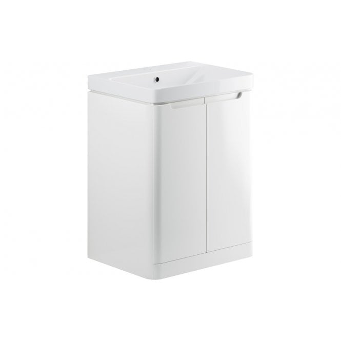 Plumb Warehouse Iserni 600mm 2 Door Floor Standing Basin Unit - White Gloss