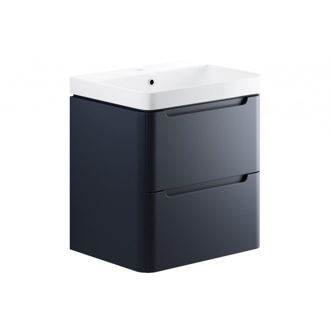 Plumb Warehouse Iserni 600mm 2 Drawer Wall Hung Basin Unit - Matt Indigo