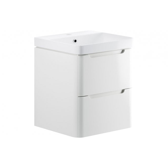 Plumb Warehouse Iserni 600mm 2 Drawer Wall Hung Basin Unit - White Gloss