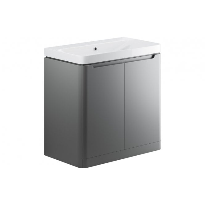Plumb Warehouse Iserni 800mm 2 Door Floor Standing Basin Unit - Matt Grey