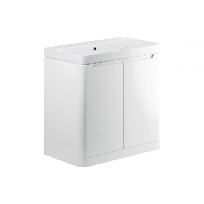 Plumb Warehouse Iserni 800mm 2 Door Floor Standing Basin Unit - White Gloss