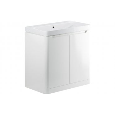 Iserni 800mm 2 Door Floor Standing Basin Unit - White Gloss