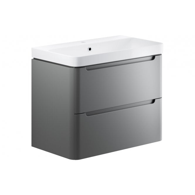 Plumb Warehouse Iserni 800mm 2 Drawer Wall Hung Basin Unit - Matt Grey