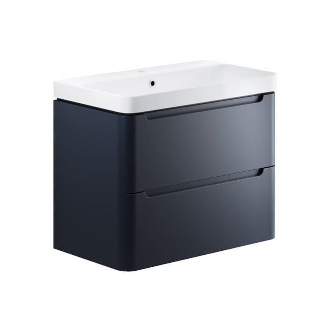 Plumb Warehouse Iserni 800mm 2 Drawer Wall Hung Basin Unit - Matt Indigo