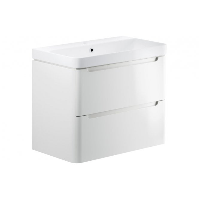 Plumb Warehouse Iserni 800mm 2 Drawer Wall Hung Basin Unit - White Gloss