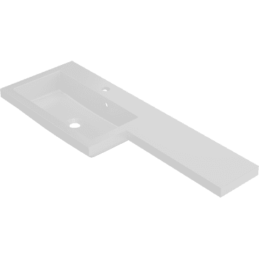 Kappa 1100mm x 390mm 1 Tap Hole L Shape Mineralcast Basin for Vanity Unit - White