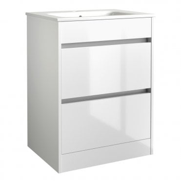 Kappa 598mm x 810mm x 385mm 2 Door Handleless Floorstanding Vanity Unit (Choose Finish)