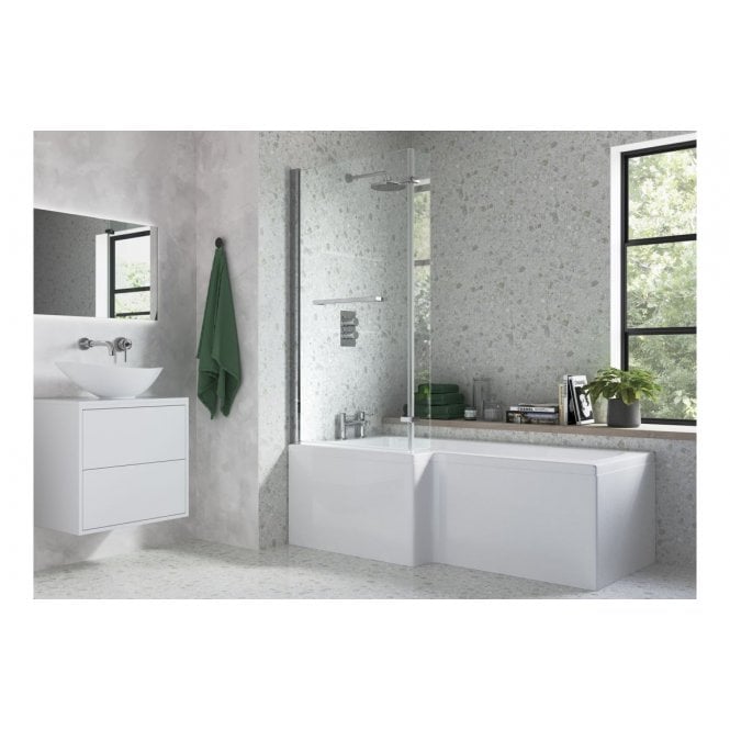 Plumb Warehouse L Shape Bath Screen - Chrome
