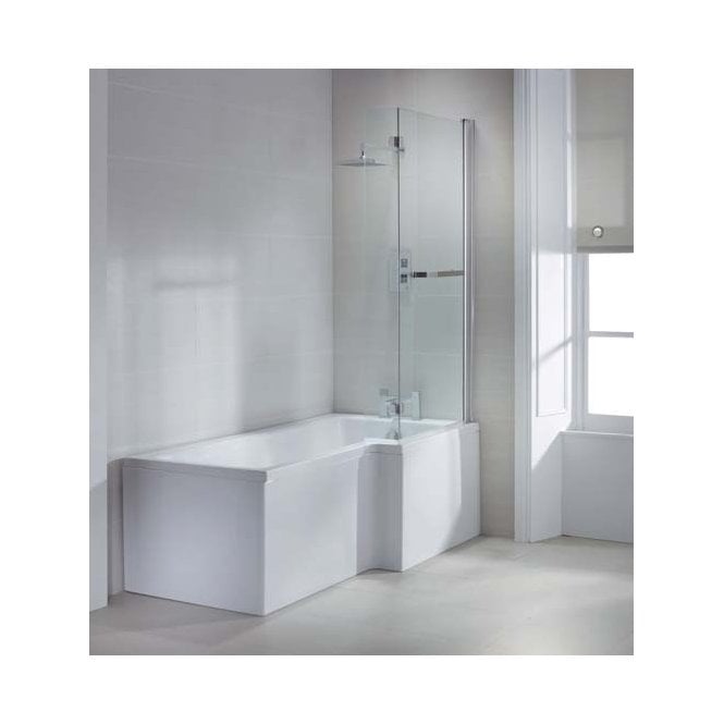 Plumb Warehouse  L Shaped Shower Bath 1700 X 850mm - White