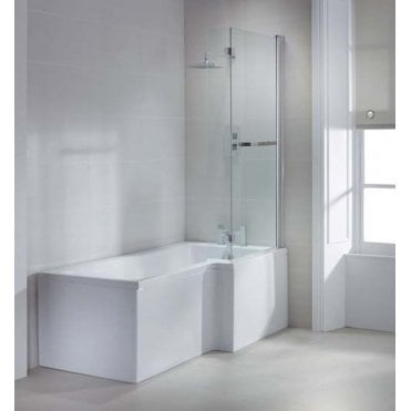 Plumb Warehouse L Shaped Shower Bath 1700 X 850mm - White