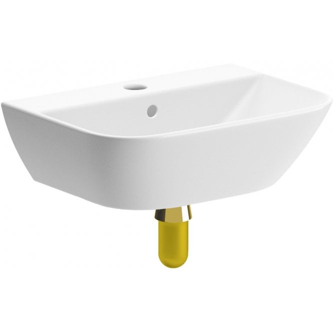 Plumb Warehouse Lanciano 450x320mm 1 Tap Hole Cloakroom Basin & Brushed Brass Bottle Trap