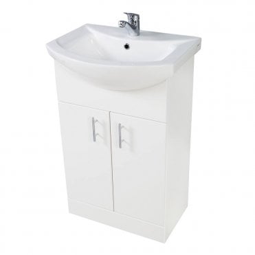Lanza 950mm Gloss White Floor Standing Vanity Unit With Basin