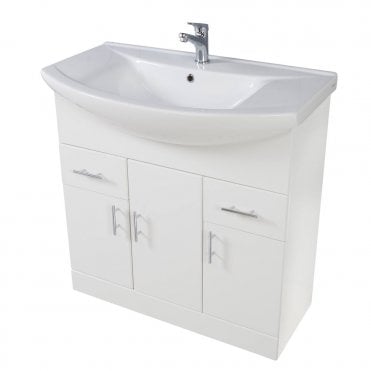 Lanza 950mm Gloss White Floor Standing Vanity Unit With Basin