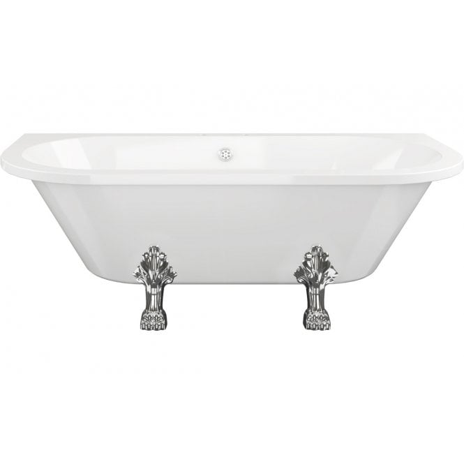 Plumb Warehouse Liguri Freestanding Back To Wall 2 Tap Holes 1700x800x600mm Bath w/Feet - White