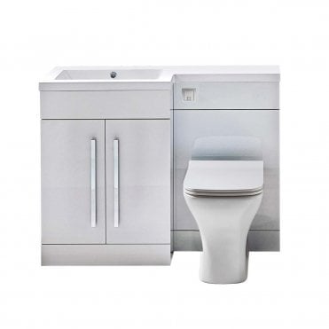 Lili 1100mm Gloss White 1 Tap Hole L Shape Left Hand Vanity Basin