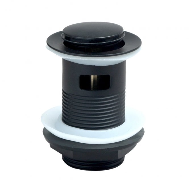 Plumb Warehouse Matt Black Round Slotted Sprung Basin Waste