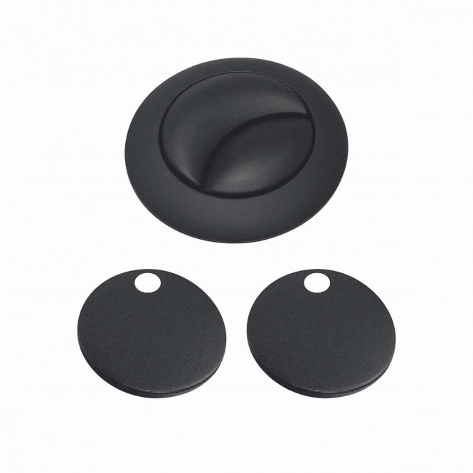 Plumb Warehouse Matt Black Seat Hinge Cover And Cistern Push Button