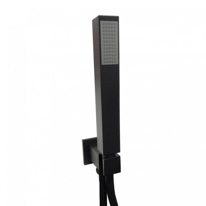 Plumb Warehouse Matt Black Square Shower Outlet With Hose And Head