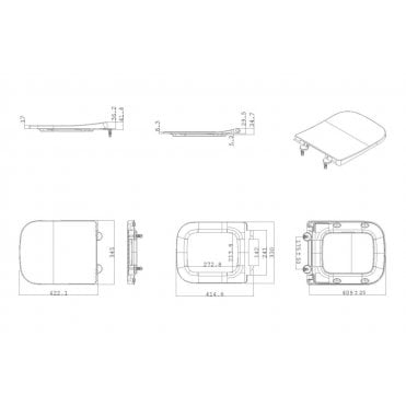 Melfie Square Soft Close Toilet Seat (Slim Depth) - White