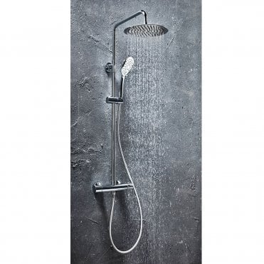 Messi Chrome Round Cool Touch Rigid Riser Shower Kit