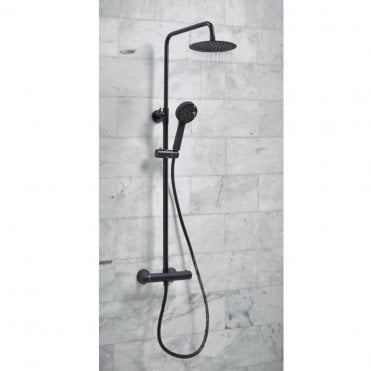 Middleton Matt Black Round Rigid Riser Shower Kit