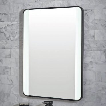 Mono 500mm x 700mm Matt Black Soft Square Mirror With Demister And Colour Change