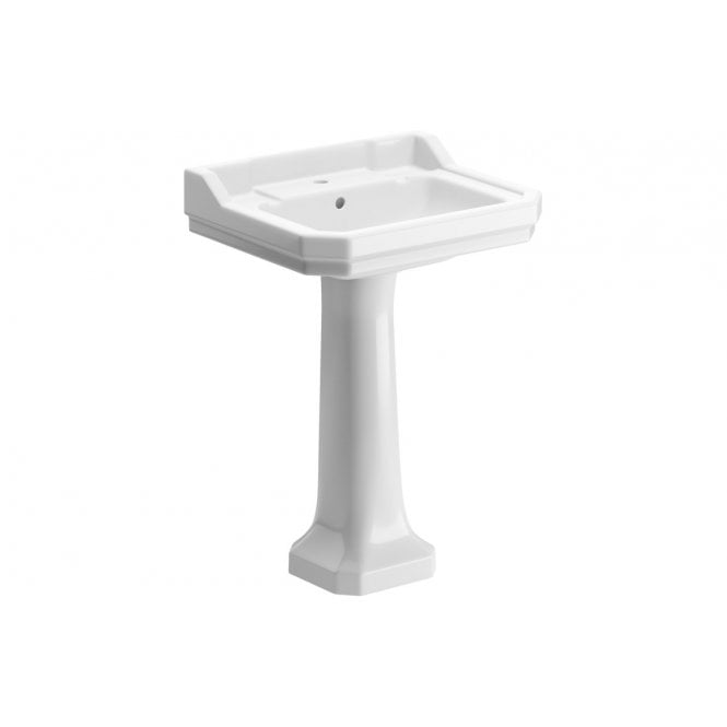 Plumb Warehouse Mugello 600x500mm 2 Tap Holes Basin & Full Pedestal
