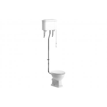 Mugello High Level WC & Satin White Wood Effect Seat w/Brass Finishes