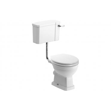 Mugello Low Level WC & Satin White Wood Effect Seat w/Brass Finishes
