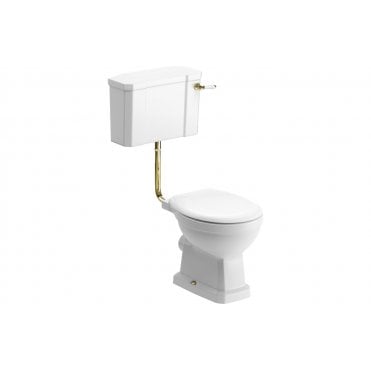 Mugello Low Level WC & Soft Close Seat w/Brushed Brass Finishes