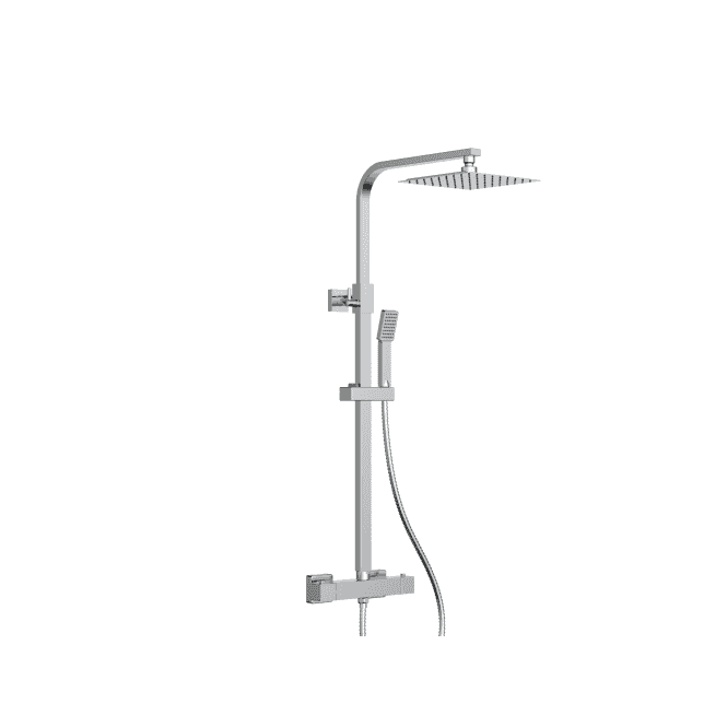 Plumb Warehouse Omega PVD Coated Column Shower with Rail, Hose and Square Head