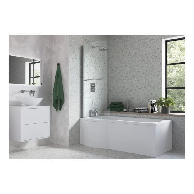 Plumb Warehouse P Shape Bath Screen - Chrome