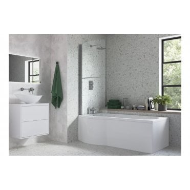 P Shape Bath Screen - Chrome